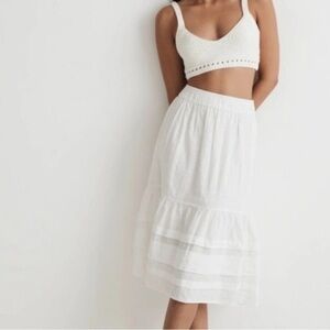 Madewell White Tiered A-Line Skirt